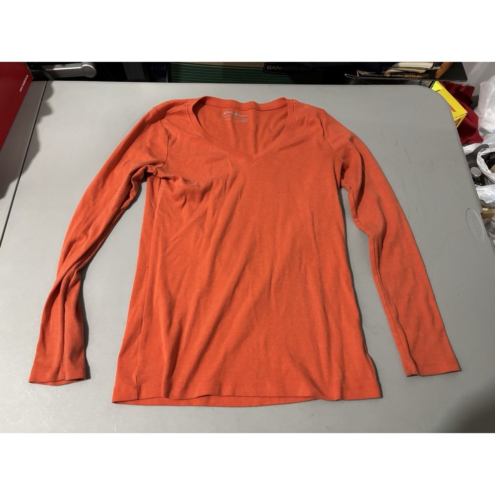 Eddie Bauer Womens Longsleeve Tshirt Size Large Color Orange Lightweight Top
